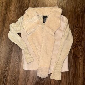 Chelsea & Theodore suede shearling sweater jacket